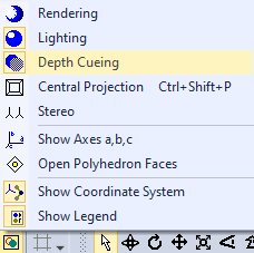 Picture Settings menu with Depth Cueing command highlighted