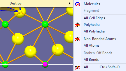 Destroy sub-menu of the Build main menu