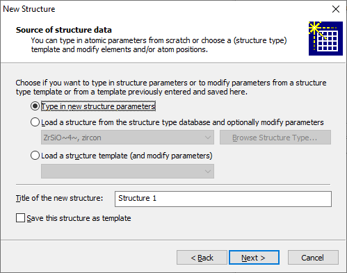 First page of New Structure Assistant