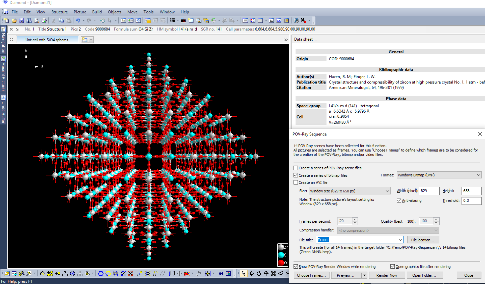 Screenshot with POV-Ray Sequence dialog