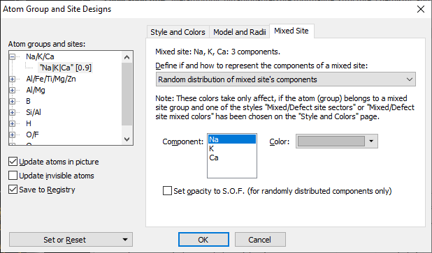 Atom Group and Site Designs dialog with new Mixed site page