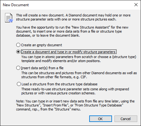 Screenshot of New Document dialog to start from a template