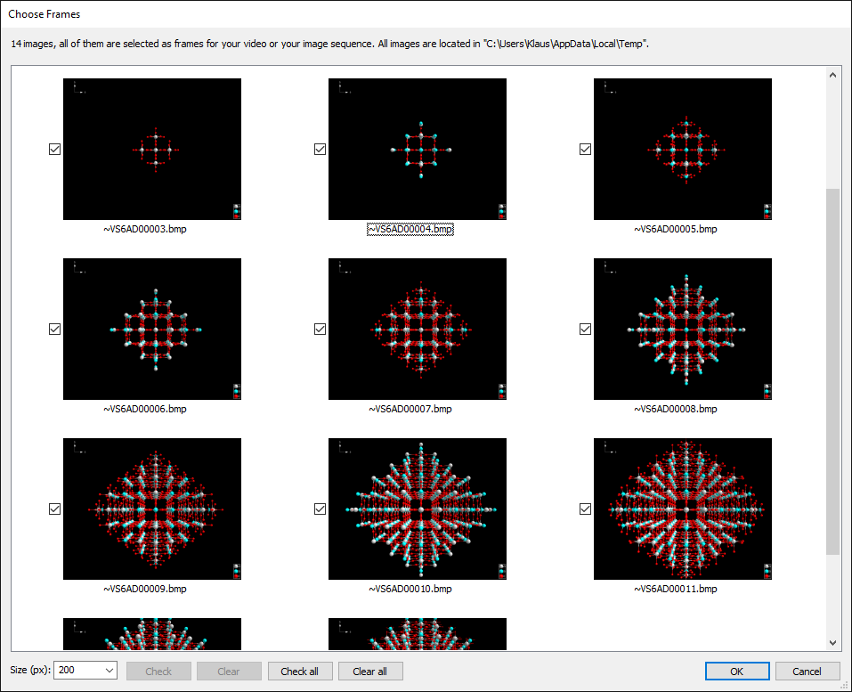 Sceenshot of Choose Frames dialog